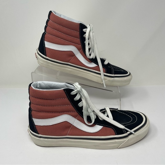 Vans Shoes Womens 8.5 Mens 7 Sk8 Hi 38 DX Pink Black Suede Ultra Cush Anaheim - Picture 6 of 12